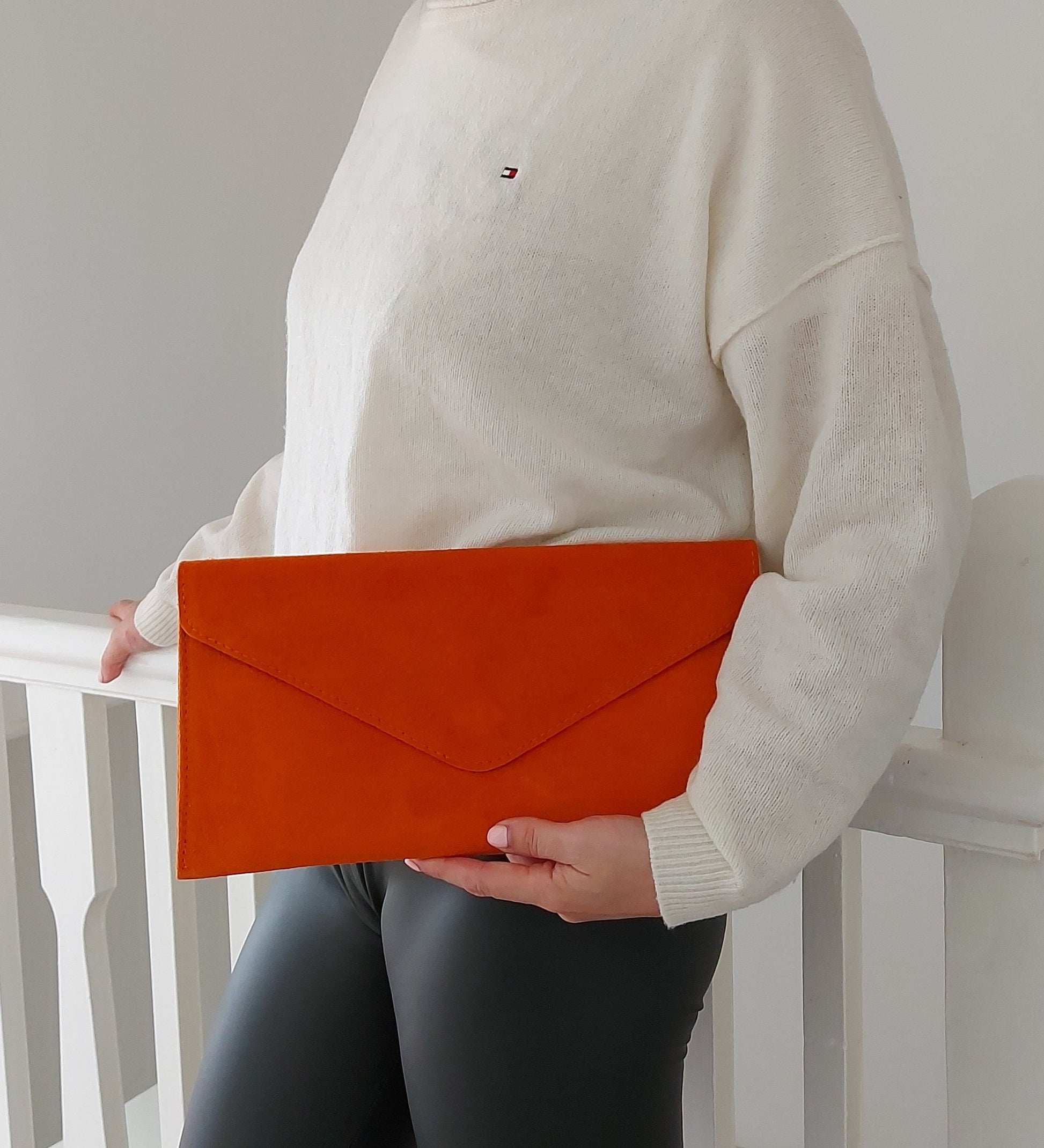 Orange Envelope Clutch Bag