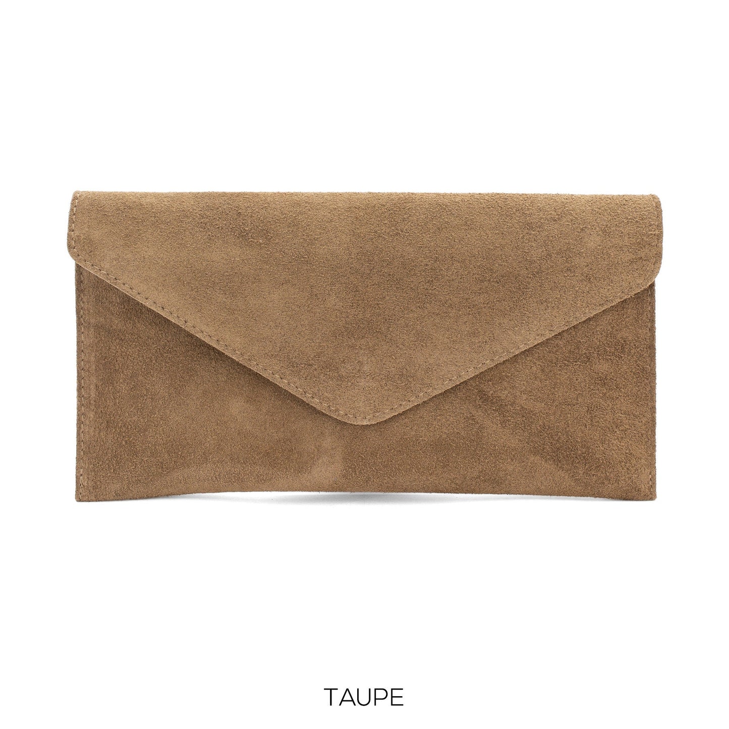 Taupe Suede Envelope Clutch Bag