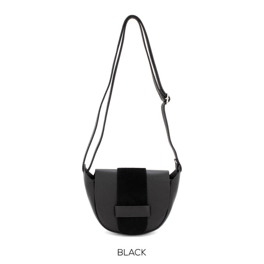 Genuine Leather Italian Elegant Leather & Suede Half Moon Crossbody Bag Shoulder Bag Crossbody Handbag Gift For Her Valentines Small Handbag