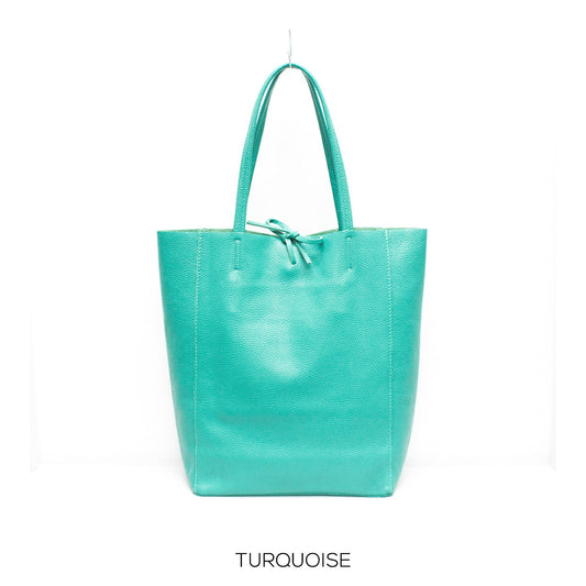 Turquoise Genuine Leather Shopper Bag Large Leather Tote Bag