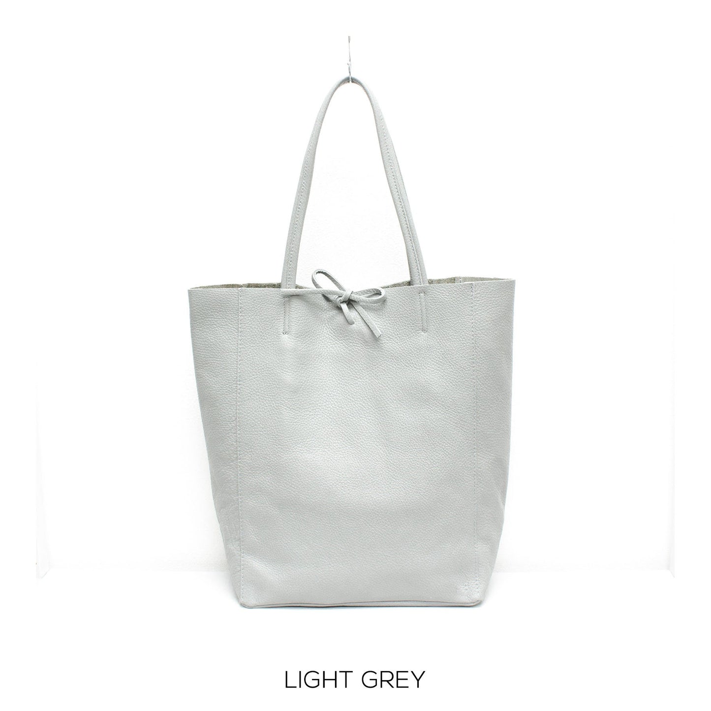 Light Grey Genuine Leather Shopper Bag Large Leather Tote Bag