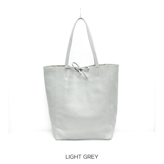 Light Grey Genuine Leather Shopper Bag Large Leather Tote Bag