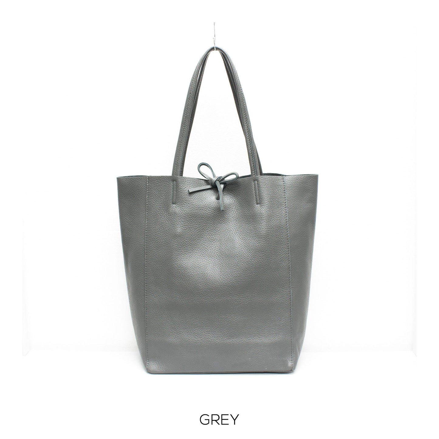 Grey Genuine Leather Shopper Bag Large Leather Tote Bag