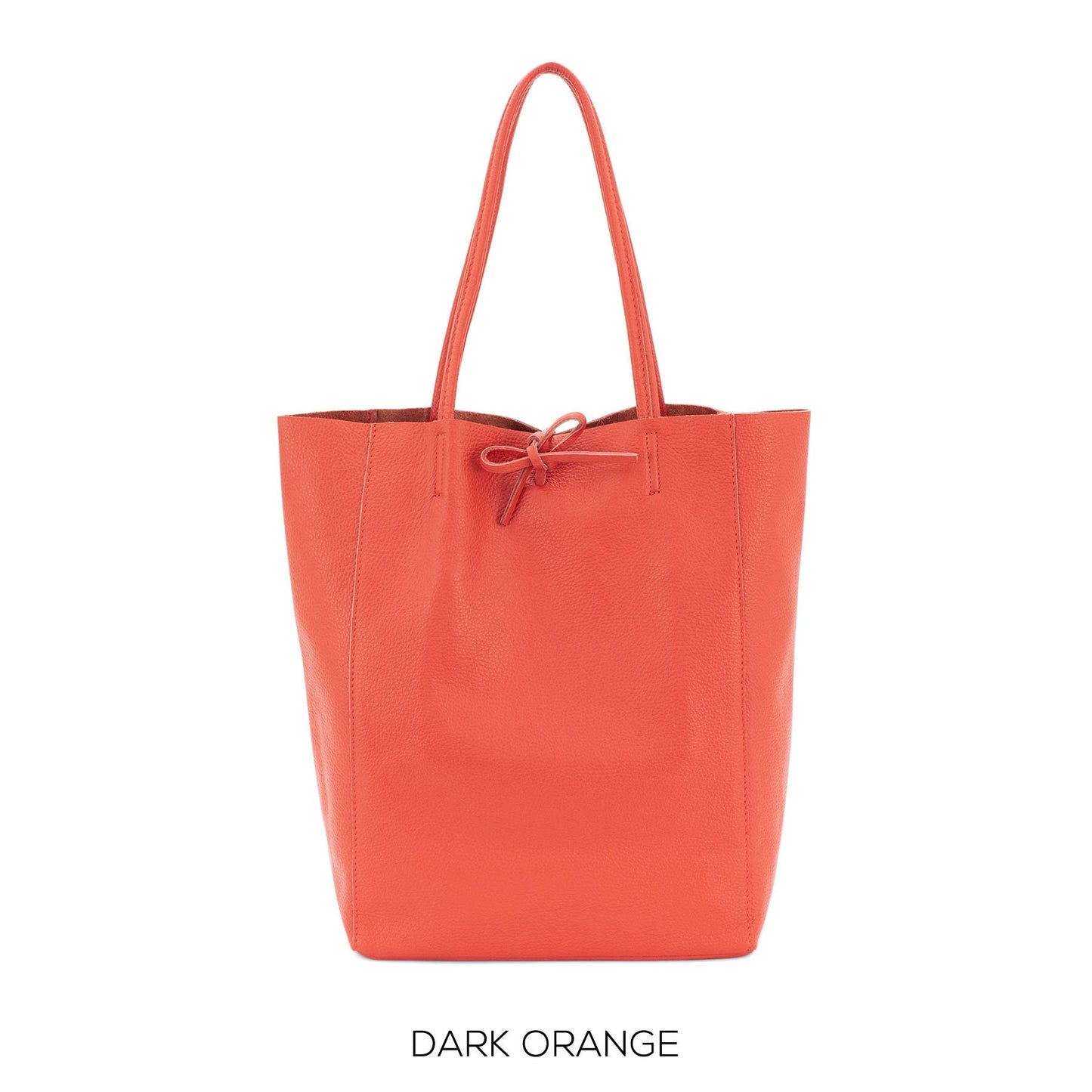Orange Genuine Leather Shopper Bag Large Leather Tote Bag