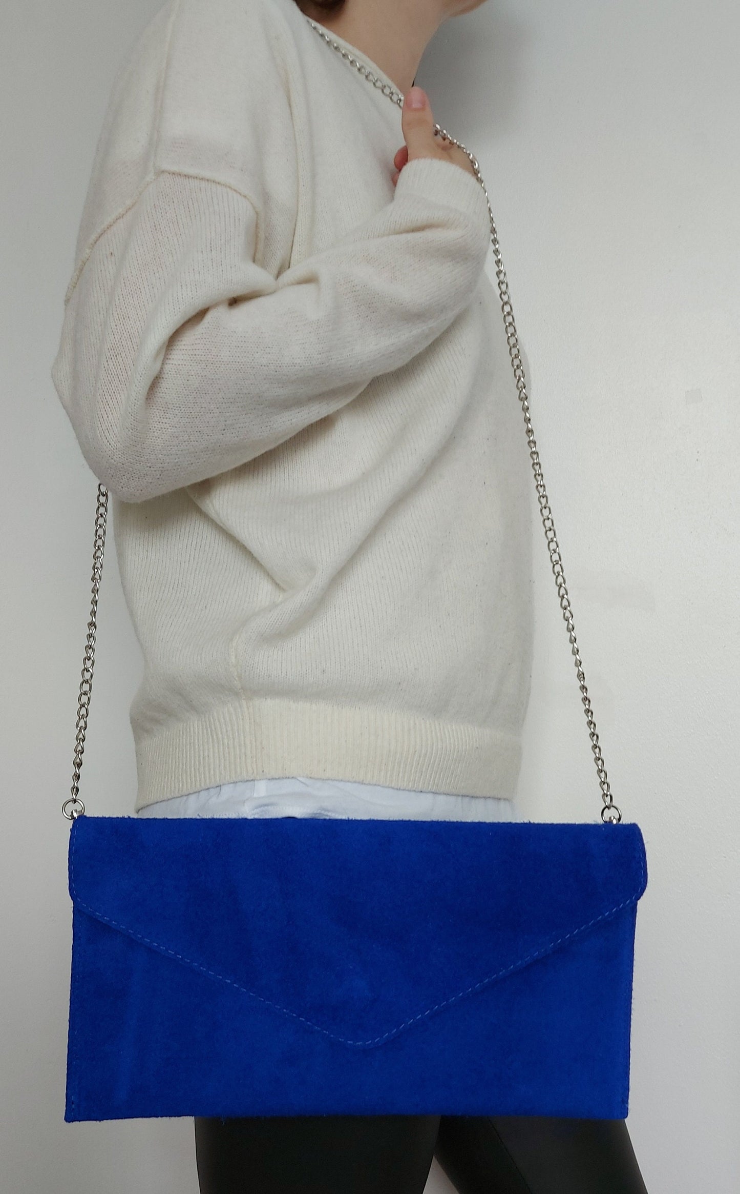 Royal Blue Envelope Clutch Bag with chain strap