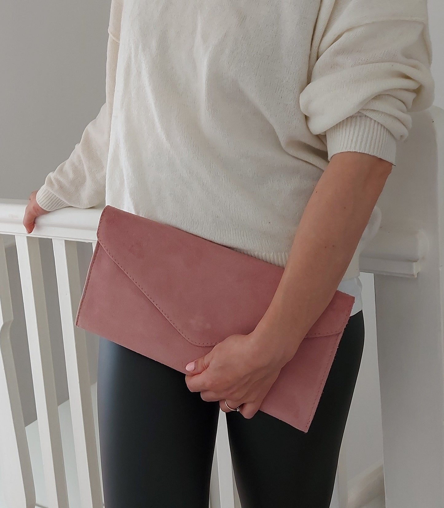 Dusty Pink Envelope Clutch Bag