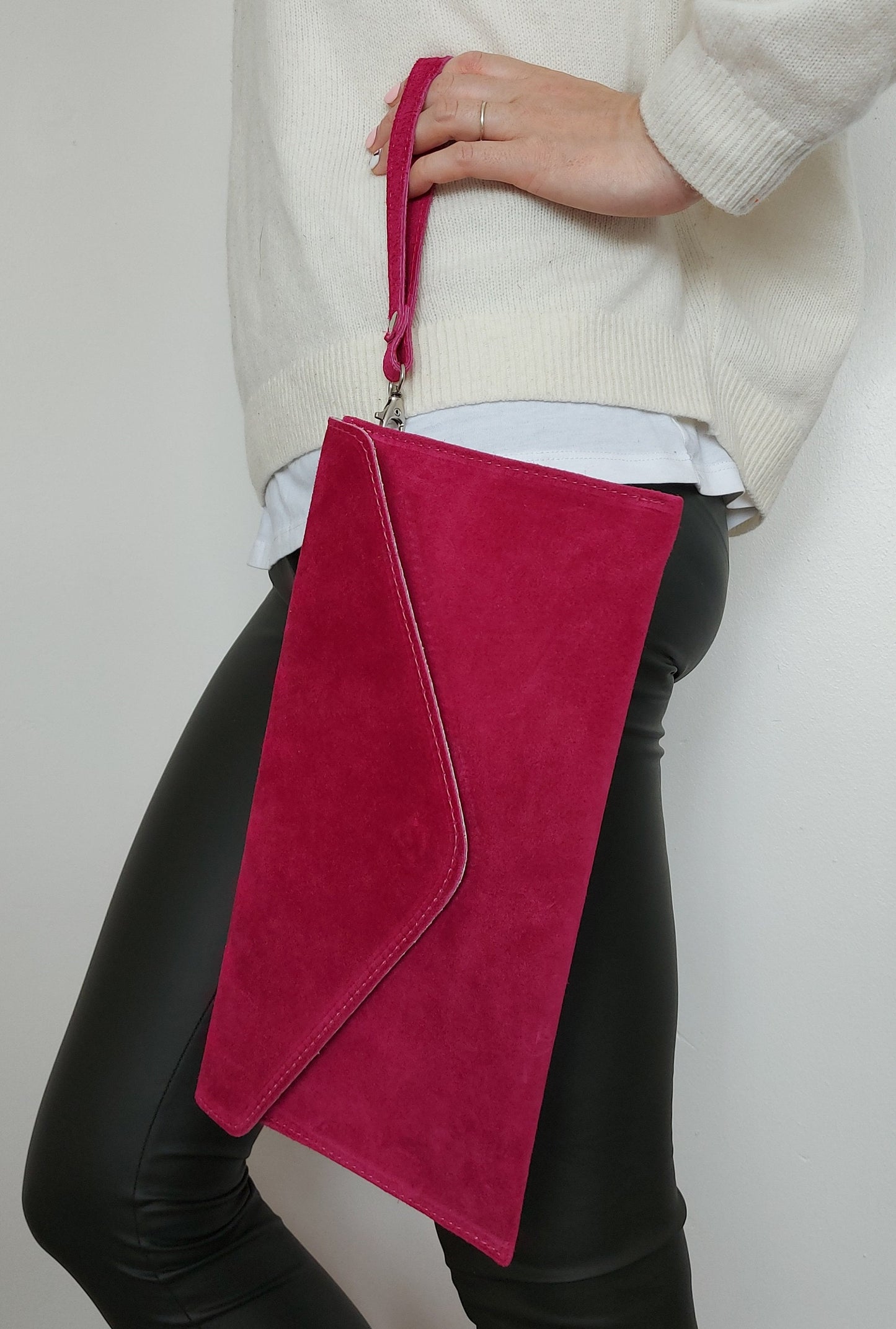 Magenta Fuchsia envelope clutch bag