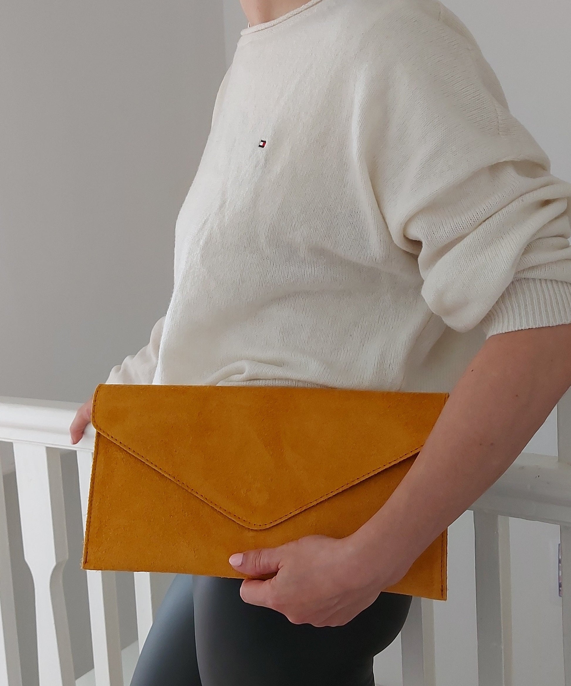 Mustard Envelope Clutch Bag