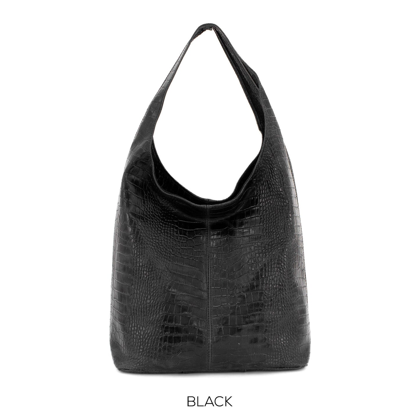 Genuine Leather Croc Effect Large Tote Bag