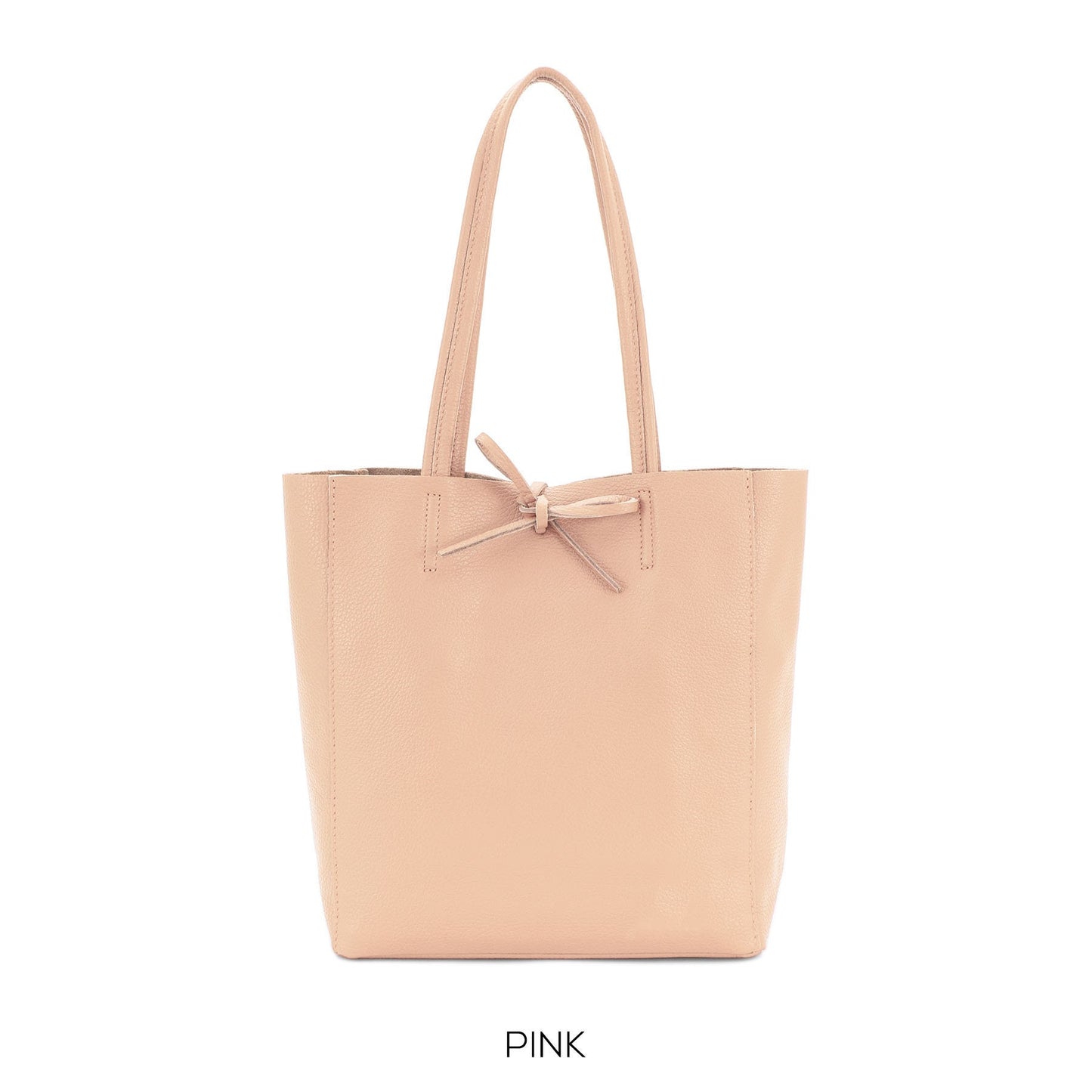 Pink Genuine Leather Shopper Bag Medium Leather Tote Bag