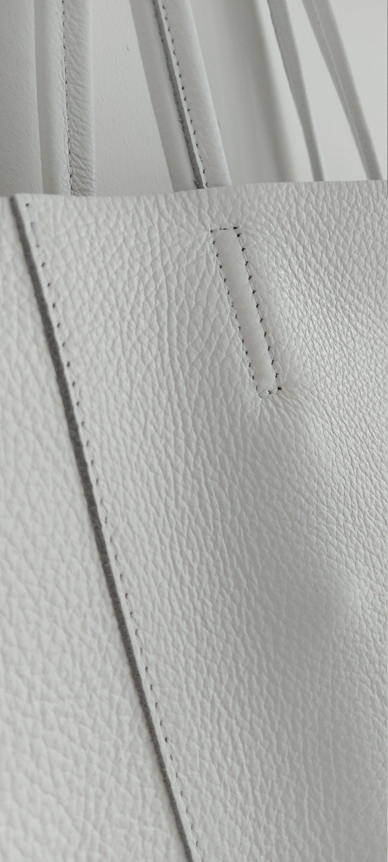 White Genuine Leather Shopper Bag Large Leather Tote Bag
