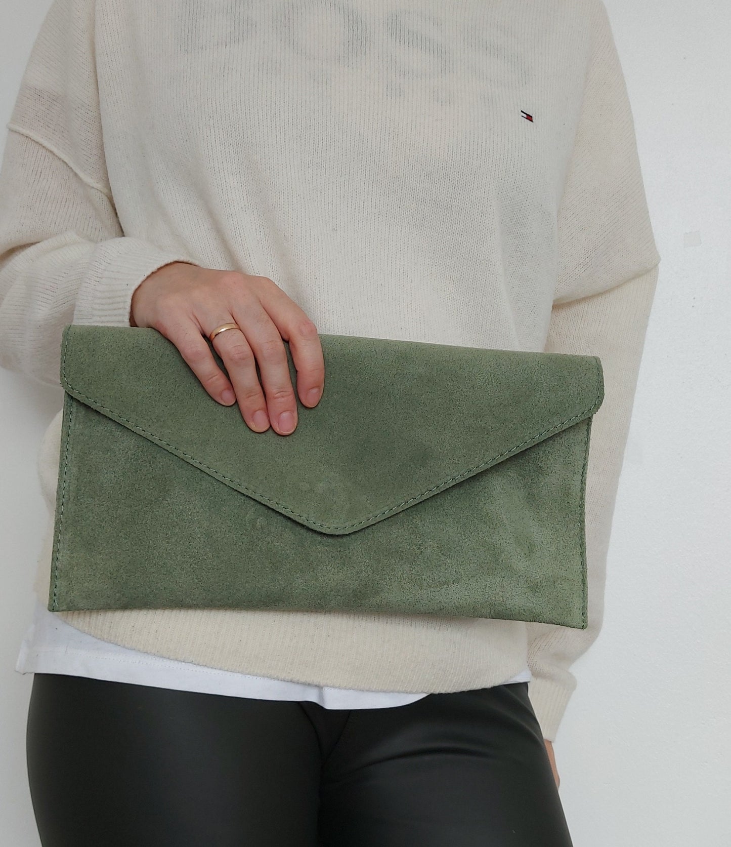 Sage Green Envelope Clutch Bag