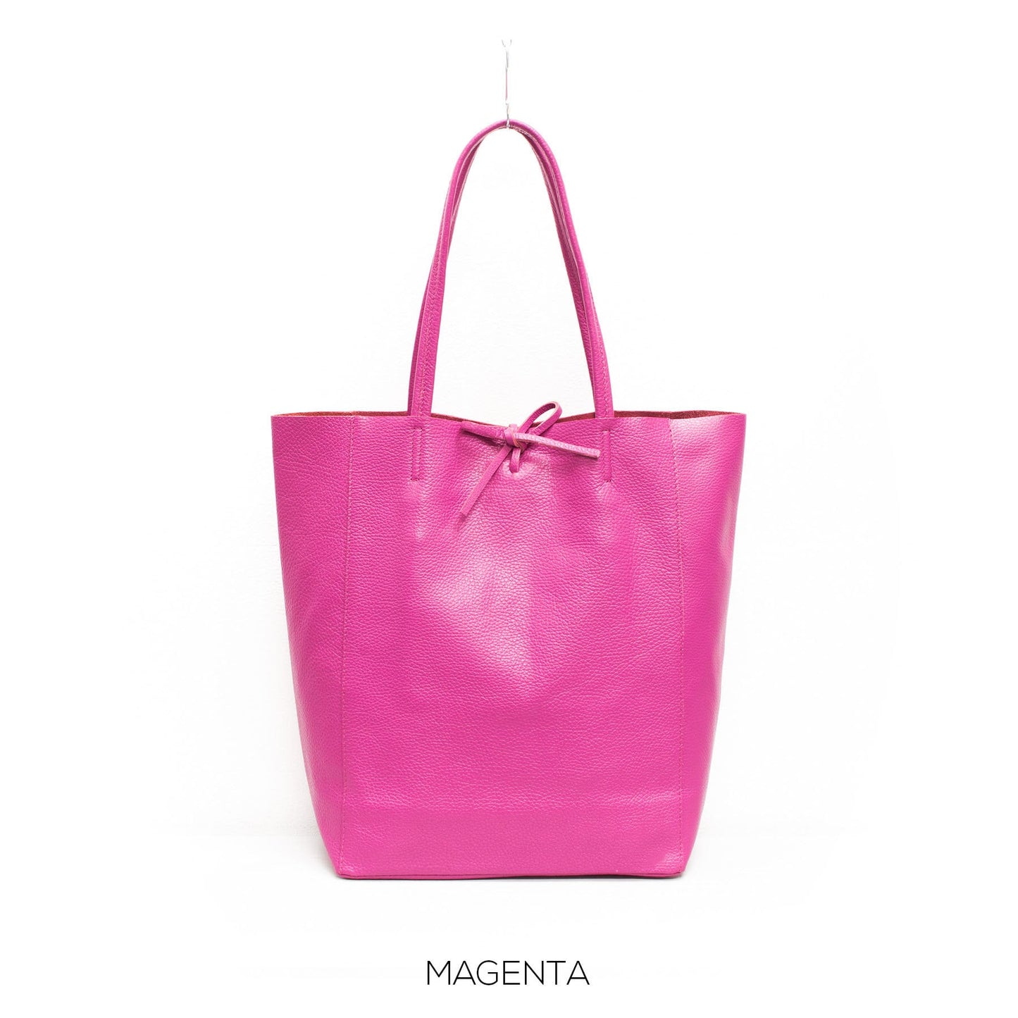 Magenta Genuine Leather Shopper Bag Large Leather Tote Bag