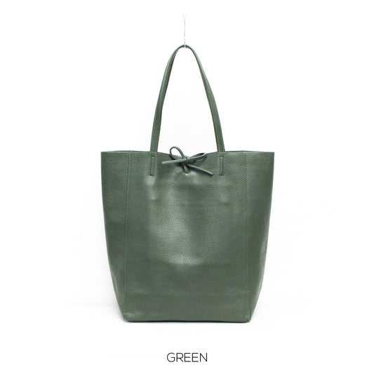 Green Genuine Leather Shopper Bag Large Leather Tote Bag