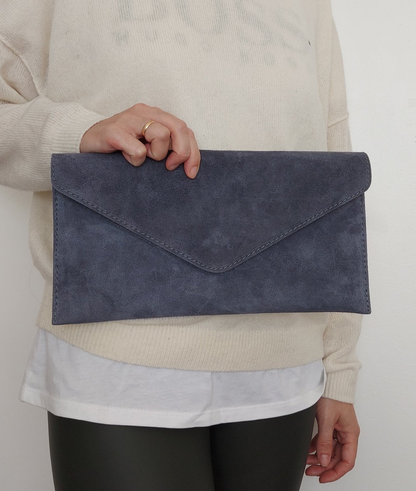 Silver Blue Envelope Clutch Bag