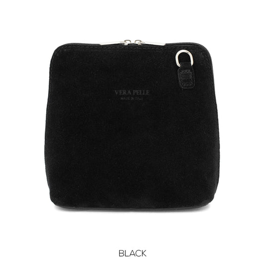 Genuine Suede Leather Crossbody Bag VERA PELLE Real Italian Suede Leather Small Crossbody Shoulder Bag Suede Bag Cute Crossbody