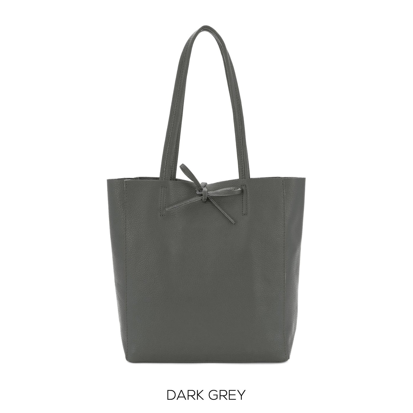 Dark Grey Genuine Leather Shopper Bag Medium Leather Tote Bag