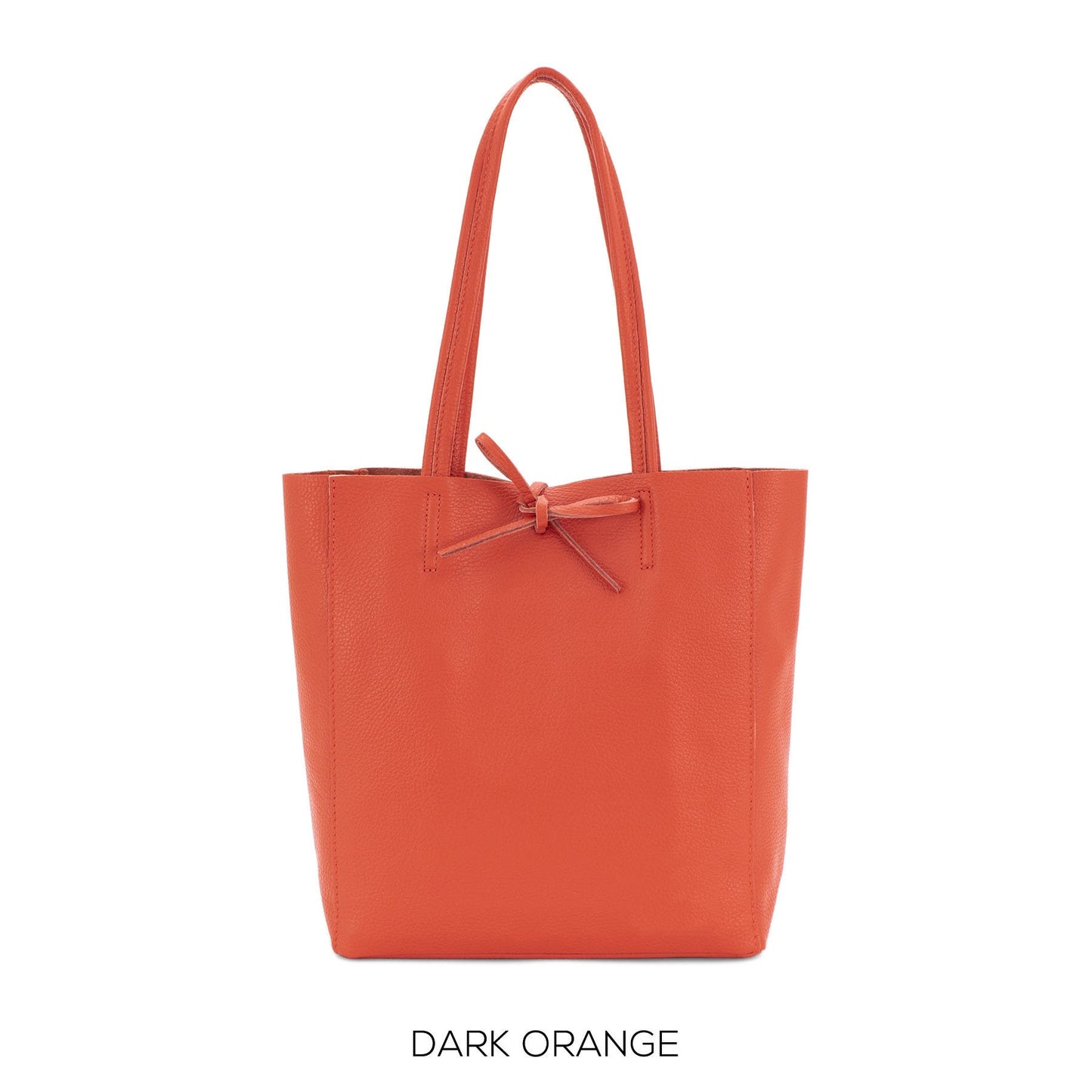 Dark Orange Genuine Leather Shopper Bag Medium Leather Tote Bag
