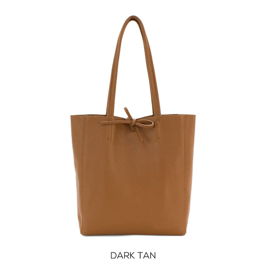 Dark Tan Genuine Leather Shopper Bag Medium Leather Tote Bag