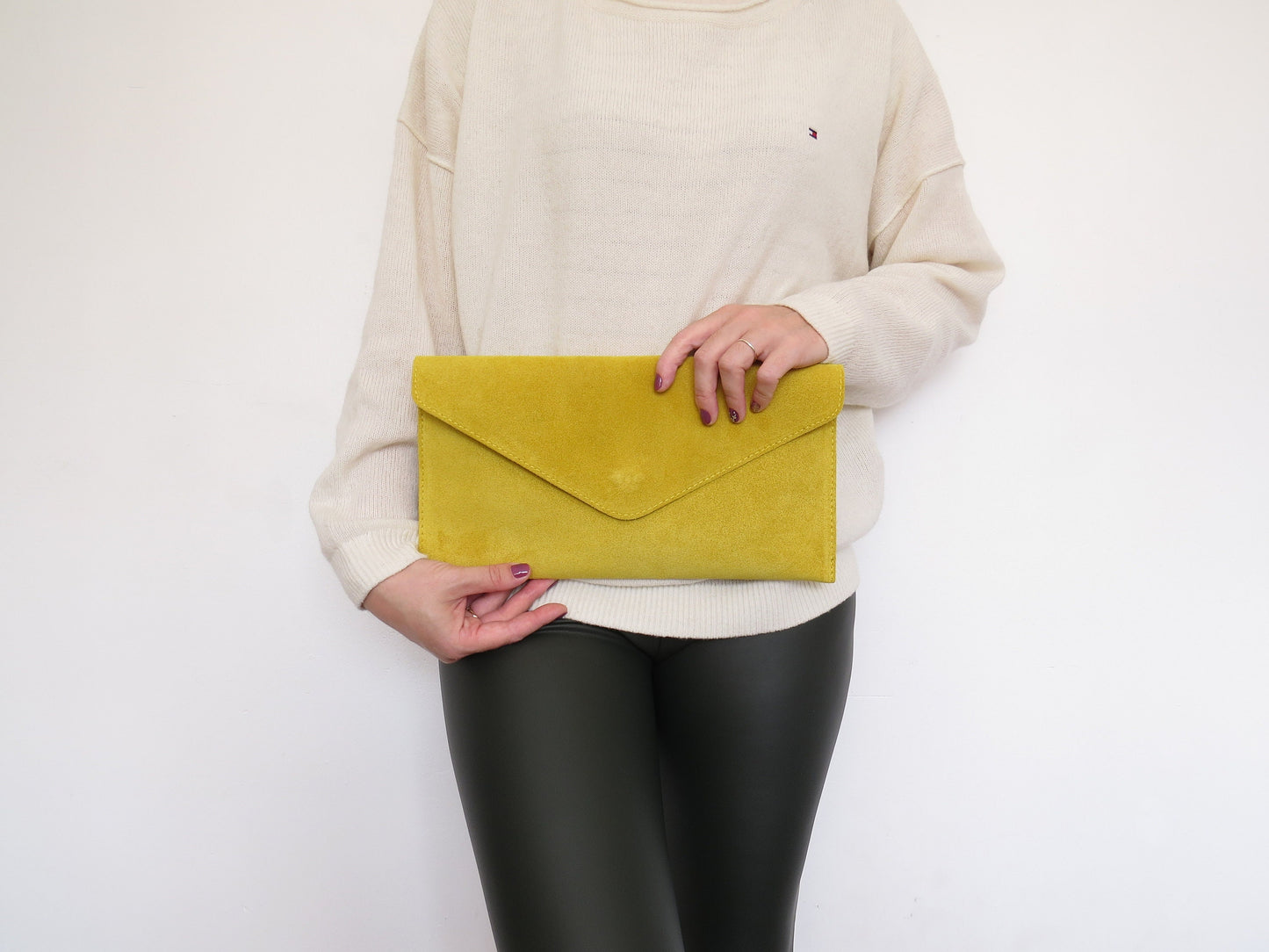 Yellow envelope clutch bag