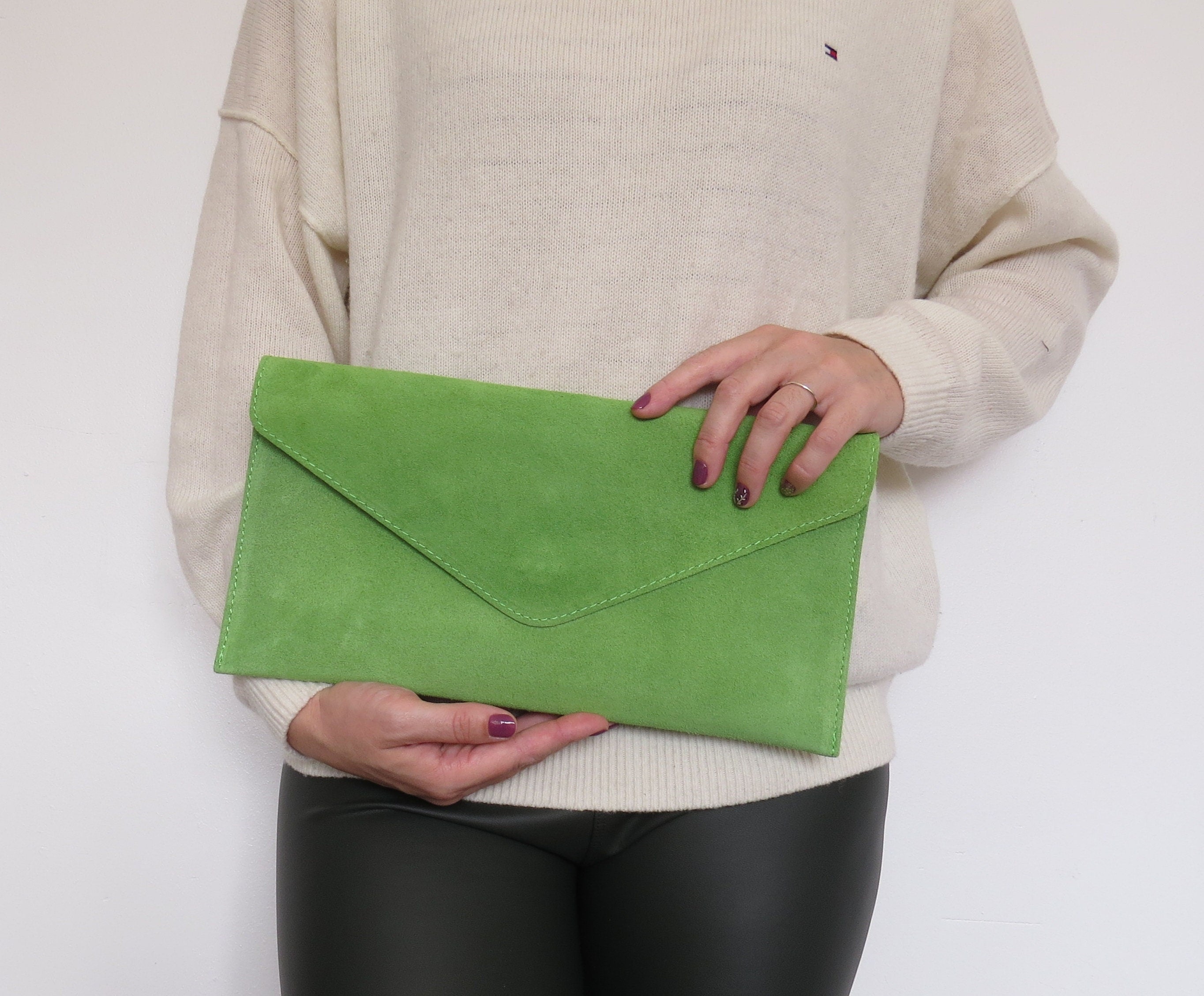 Lime Green Envelope Clutch Bag Justbagzz