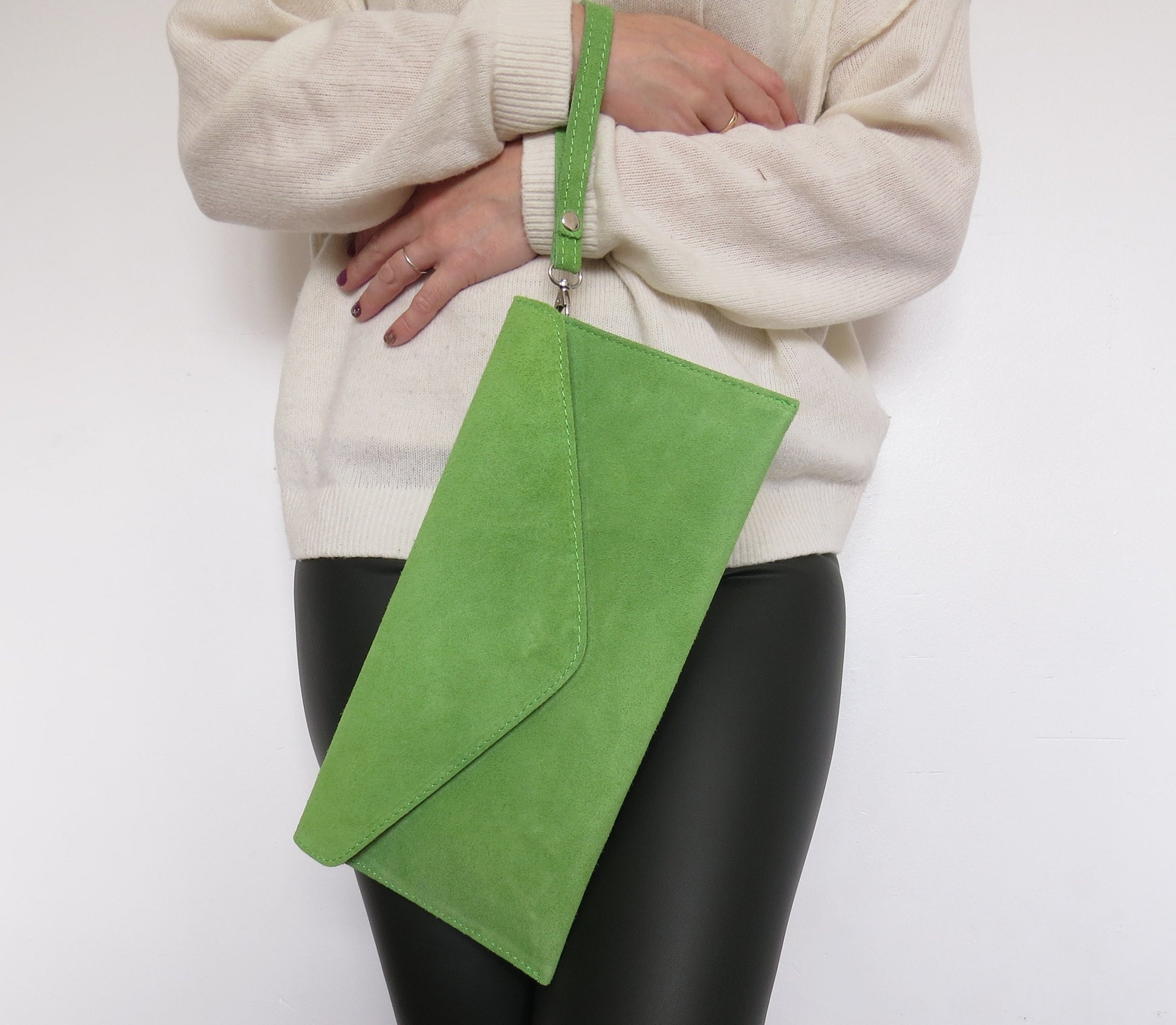 Lime Green Envelope Clutch Bag