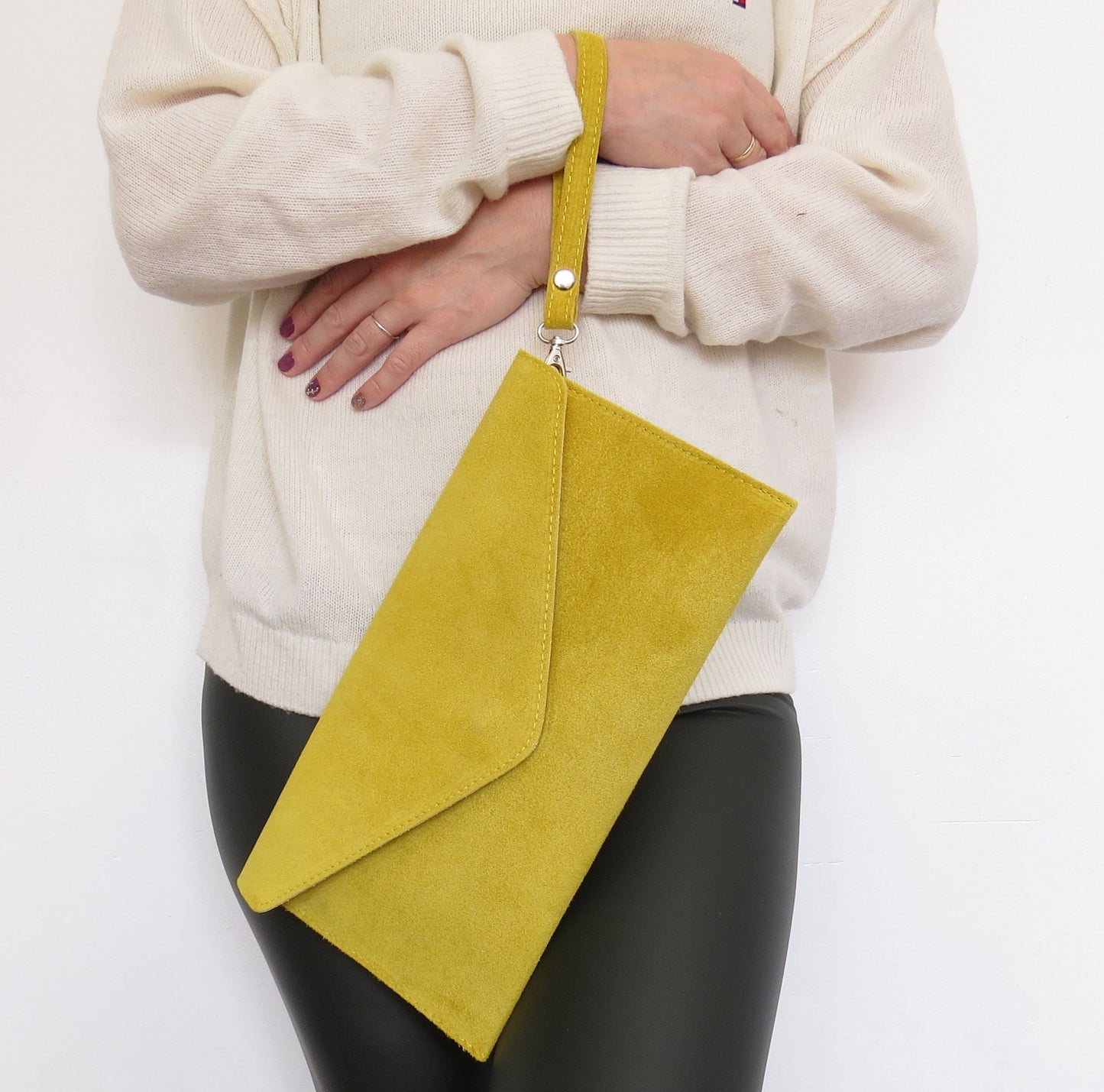 Yellow envelope clutch bag