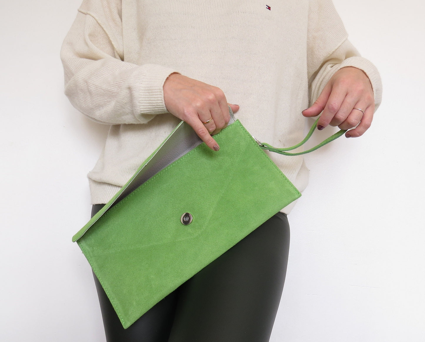 Lime Green Envelope Clutch Bag
