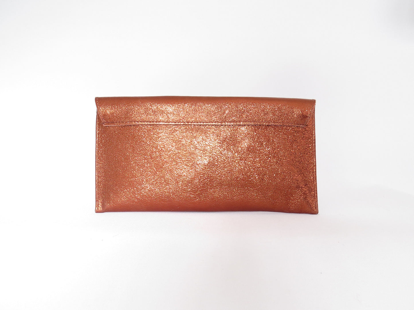 Back of Metallic Bronze envelope clutch bag