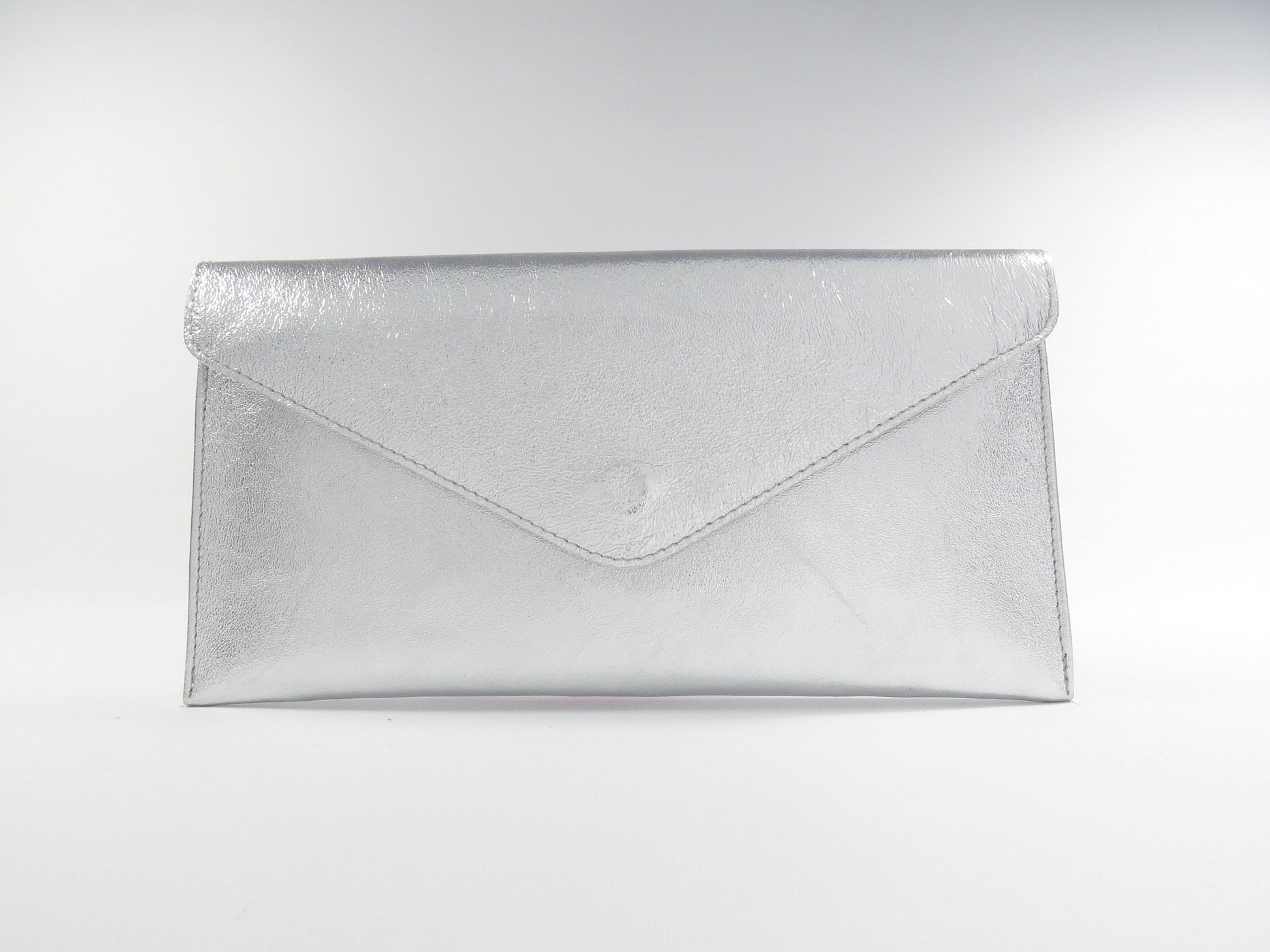 Metallic Silver envelope clutch bag
