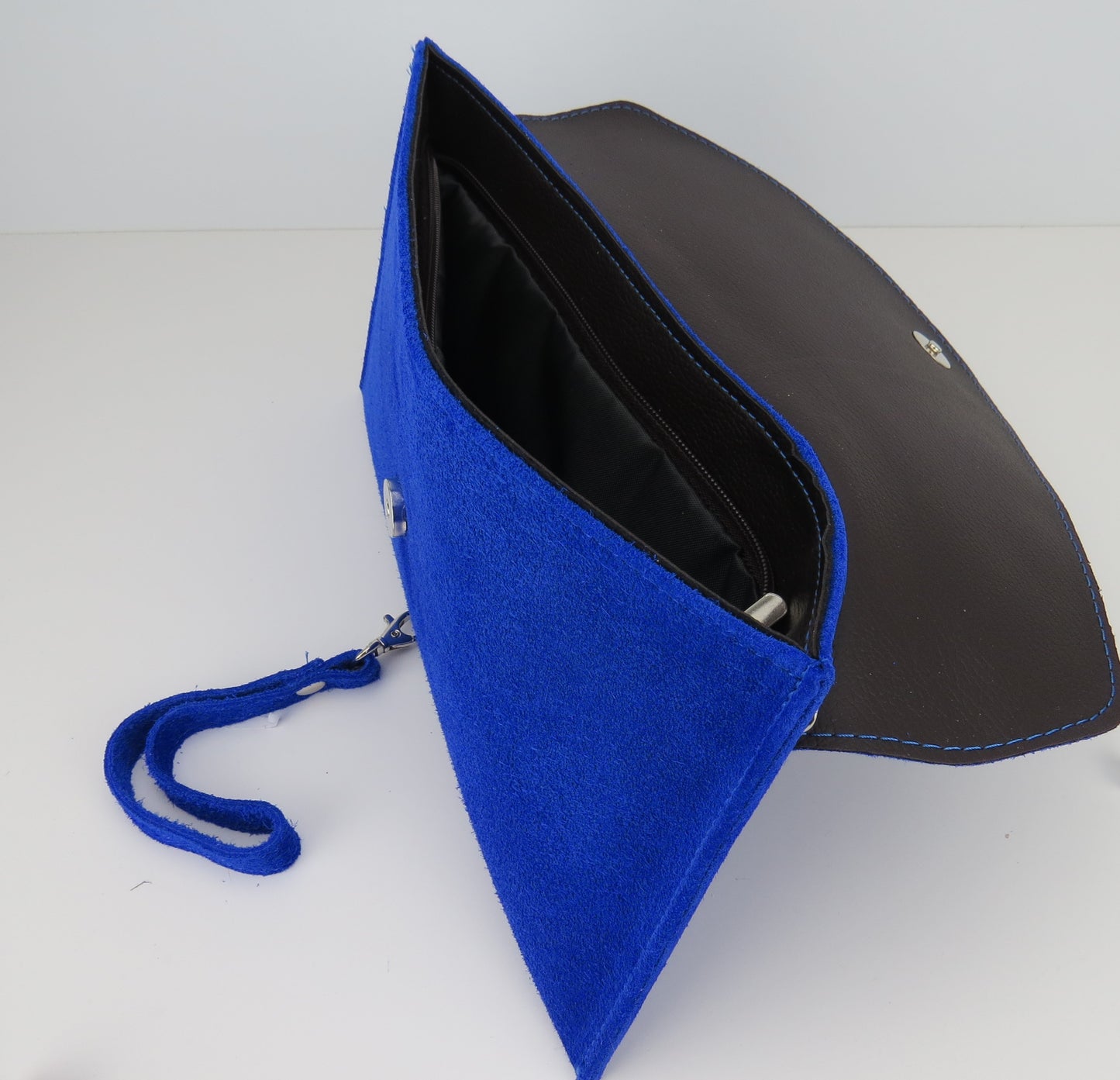 Royal Blue Suede Leather Clutch