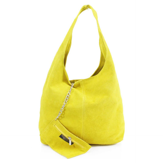 Genuine Suede Yellow Leather Large Hobo Shopper